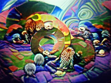 Psychedelic Vintage Painting of the Circle of Life
