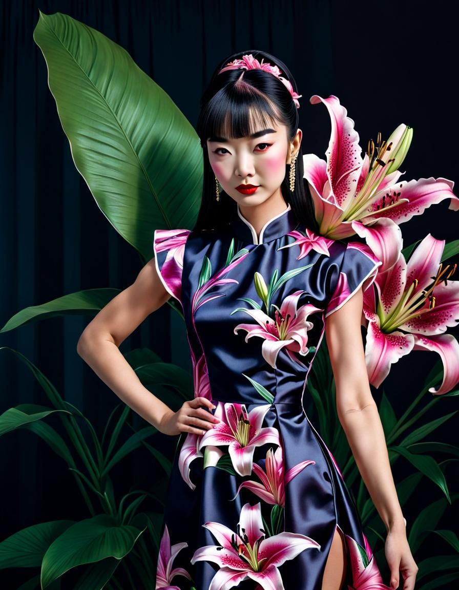 Oriental Lily Human Representation: Hyperrealistic Digital A...