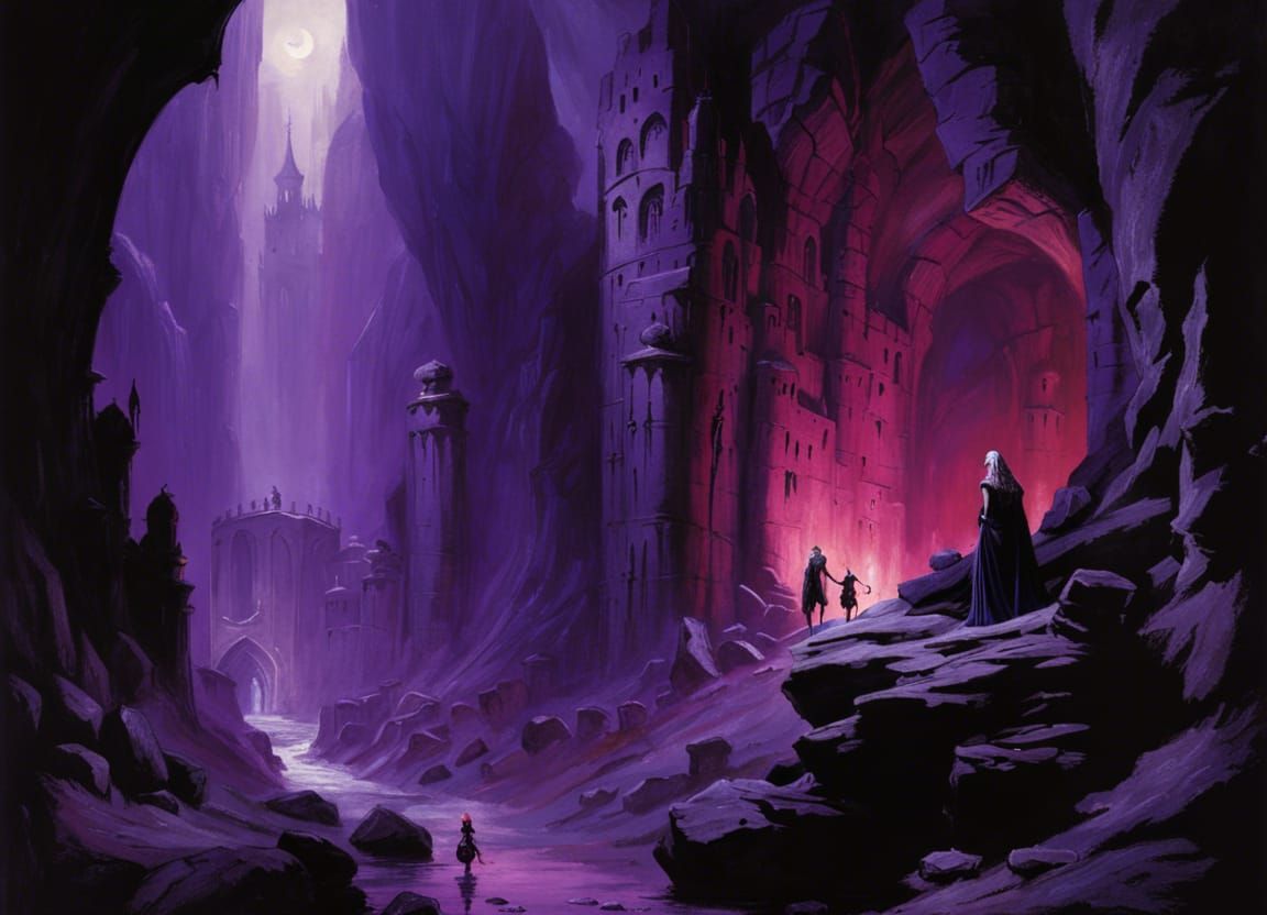Underground Drow City with Violet Glow