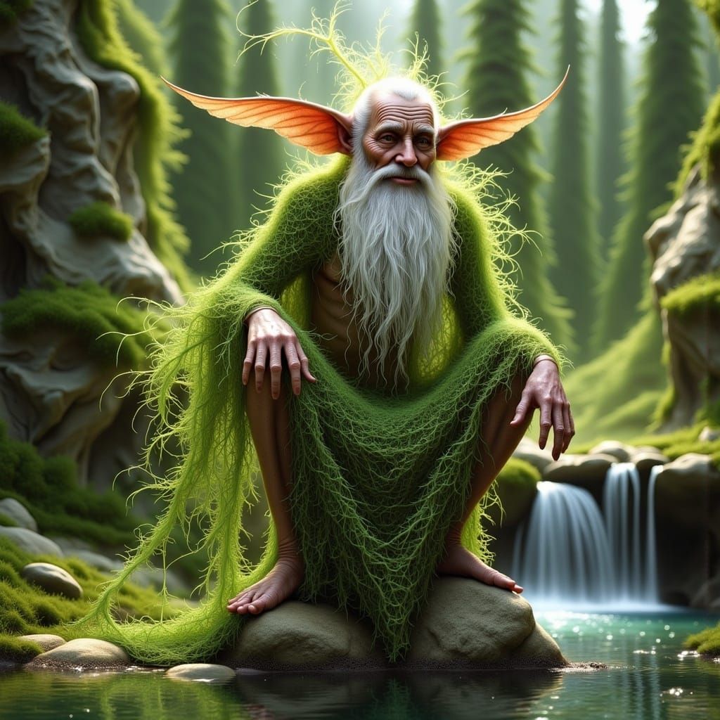 Moss Gentle Grandfather Soars with Filigree Blossom Kite