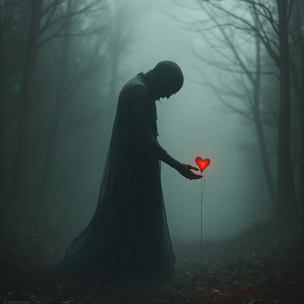 Melancholic Figure in Eerie Darkness