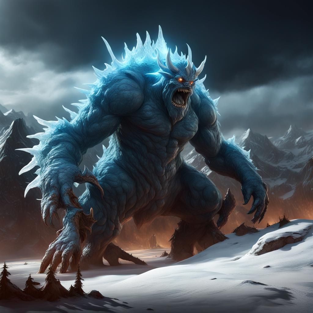 Electrified Ice Golem Monster Concept Art