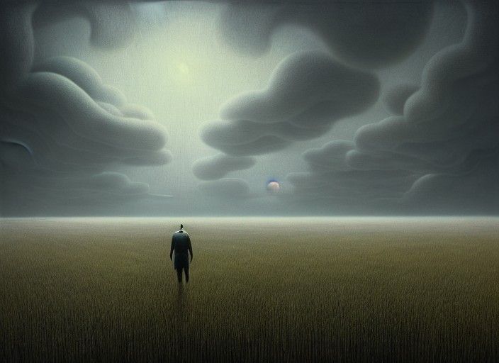 Surreal Office Building in Endless Field