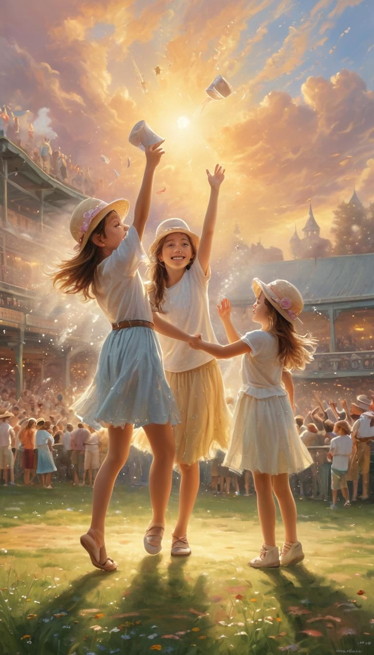 Kids Celebrate Victory in Kinkade-Inspired Fantasy