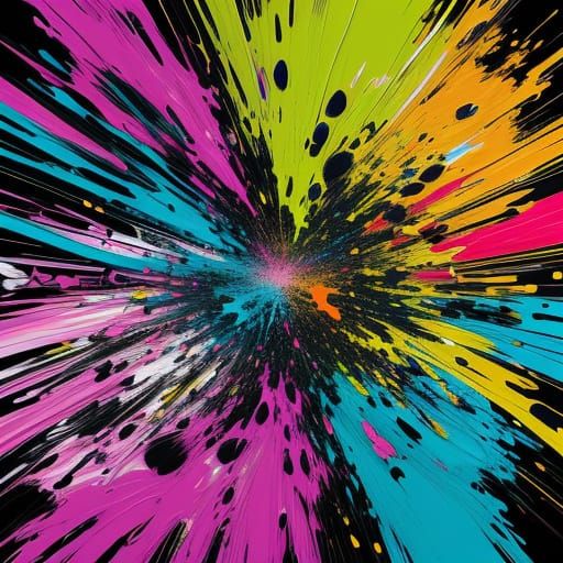 Vibrant Abstract Expressionism With Chaotic Color Explosion