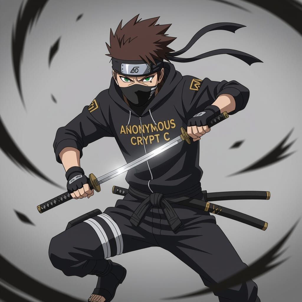 Dynamic Anime Ninja Drawing Katana in Action Pose