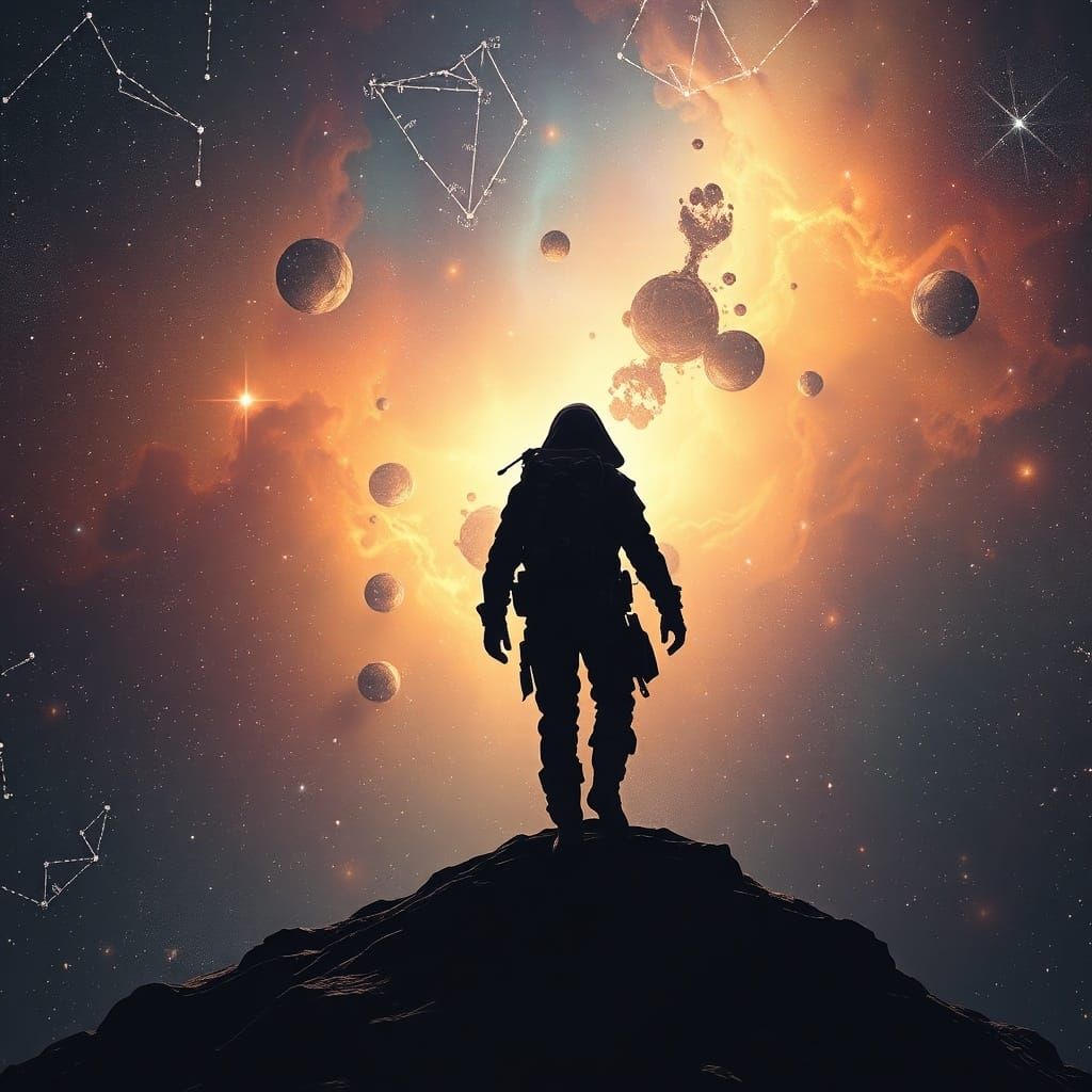 Cosmic Voyager Exploring Star-Dusted Nebula