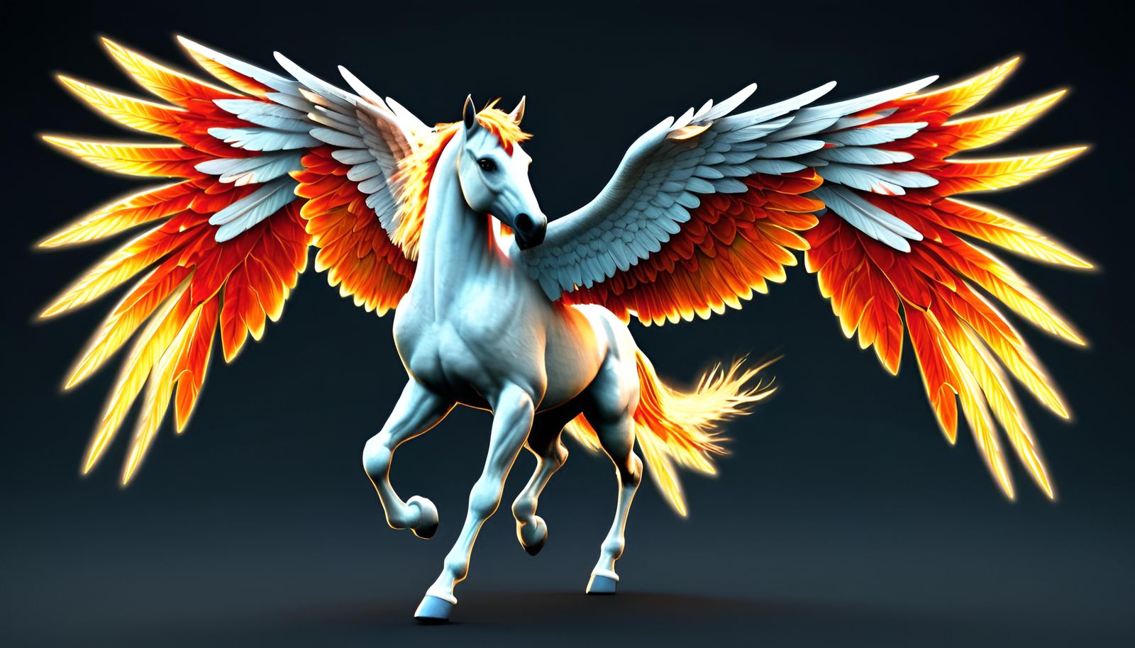 Fiery Pegasus in Flight: Digital Art
