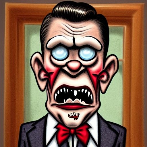 Grotesque Ronald Reagan Vampire Portrait