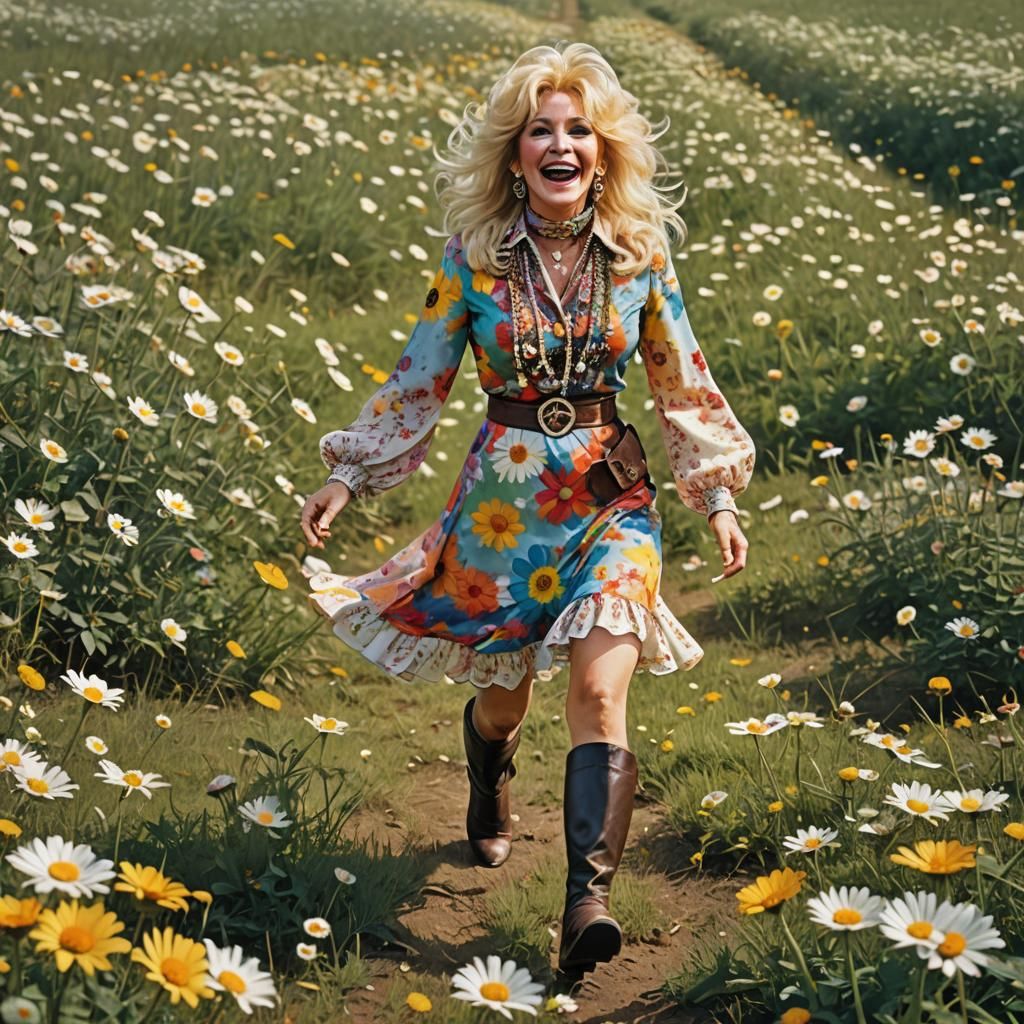 1970s Blonde in Daisy Field, Hyperrealism