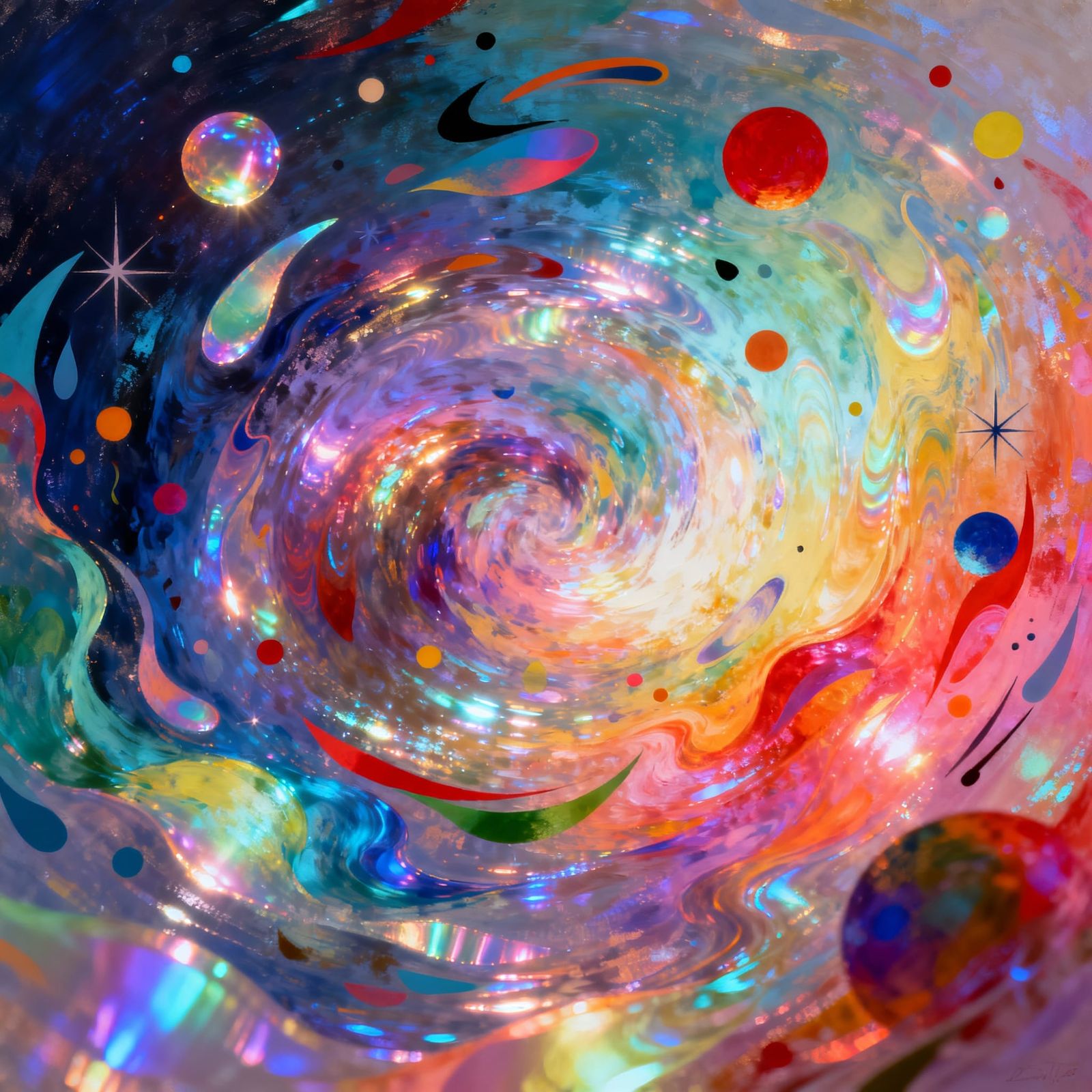 Develop a vibrant and surreal abstract composition