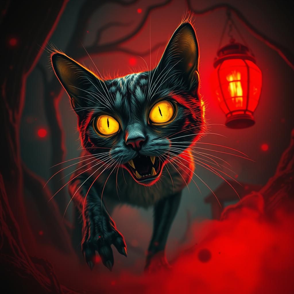 Scary Night Stalker Black Cat