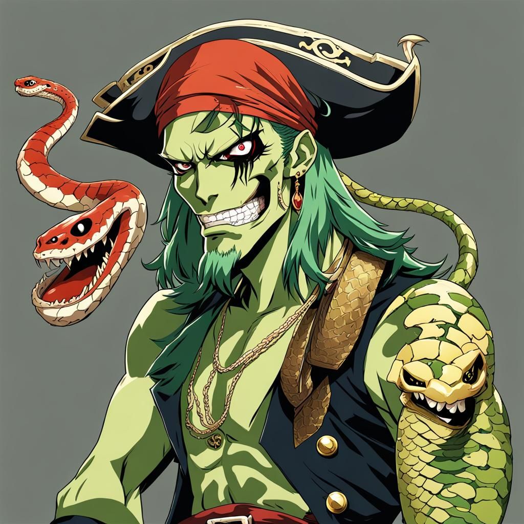 Snake-Man Pirate in One Piece Anime Style