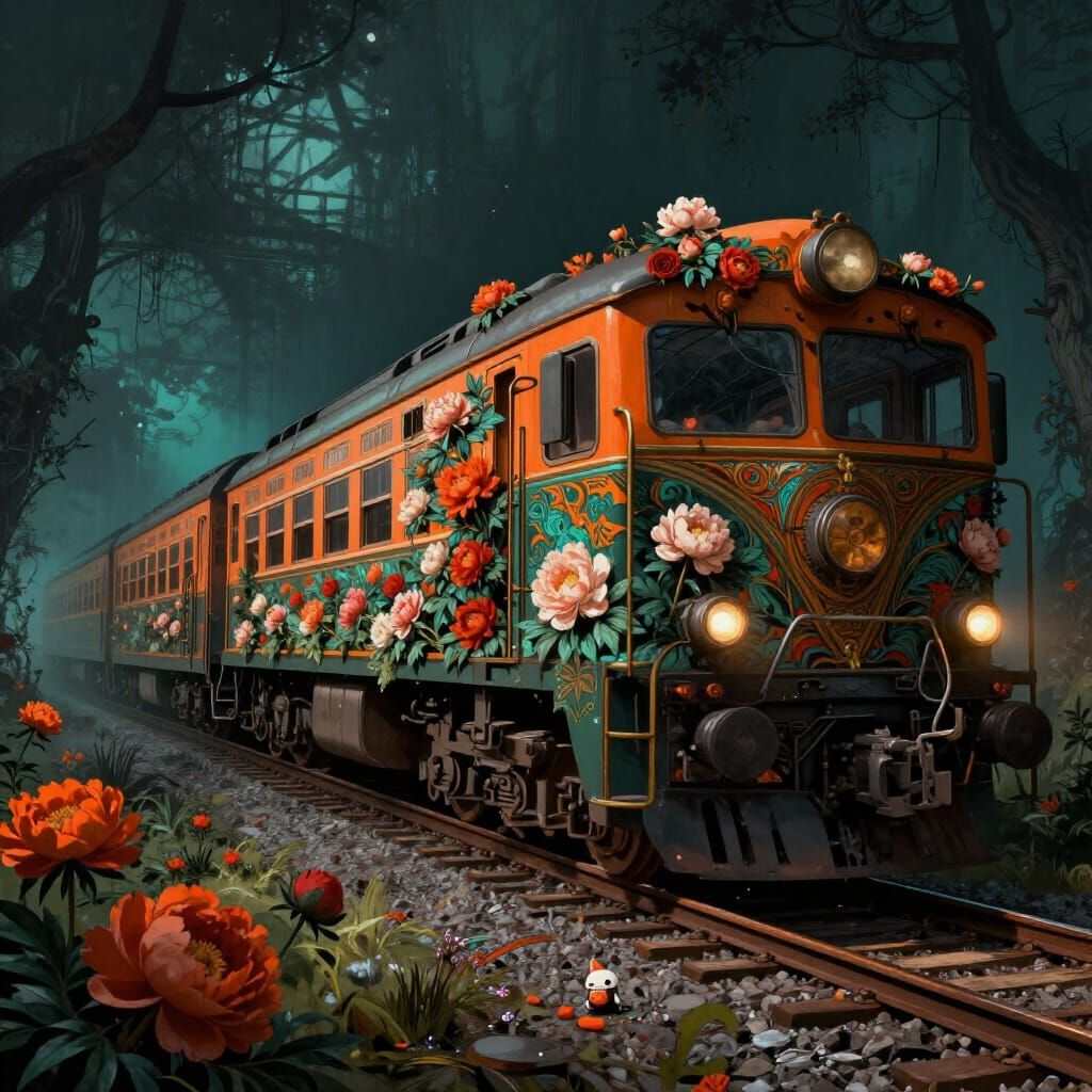 Gothic Peony Train Arriving in Underworld Concept Art
