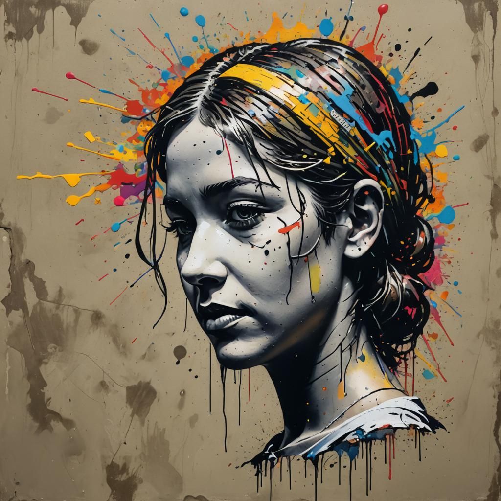 Banksy-Style Bookish Mind in Splash Art