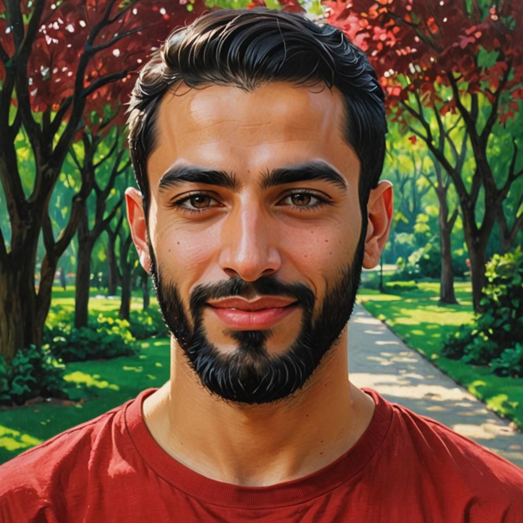 Elegant Young Man in Red Velvet, Impressionist Style