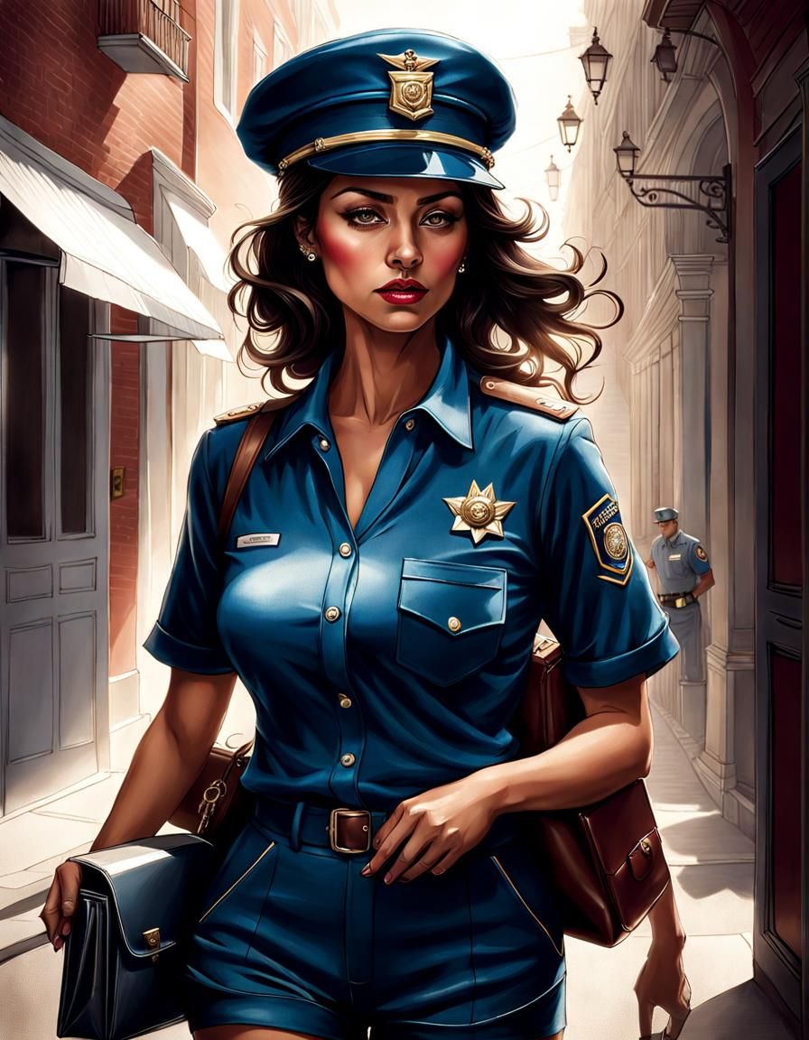 Latina Mail Carrier Delivering Mail: Detailed Portrait
