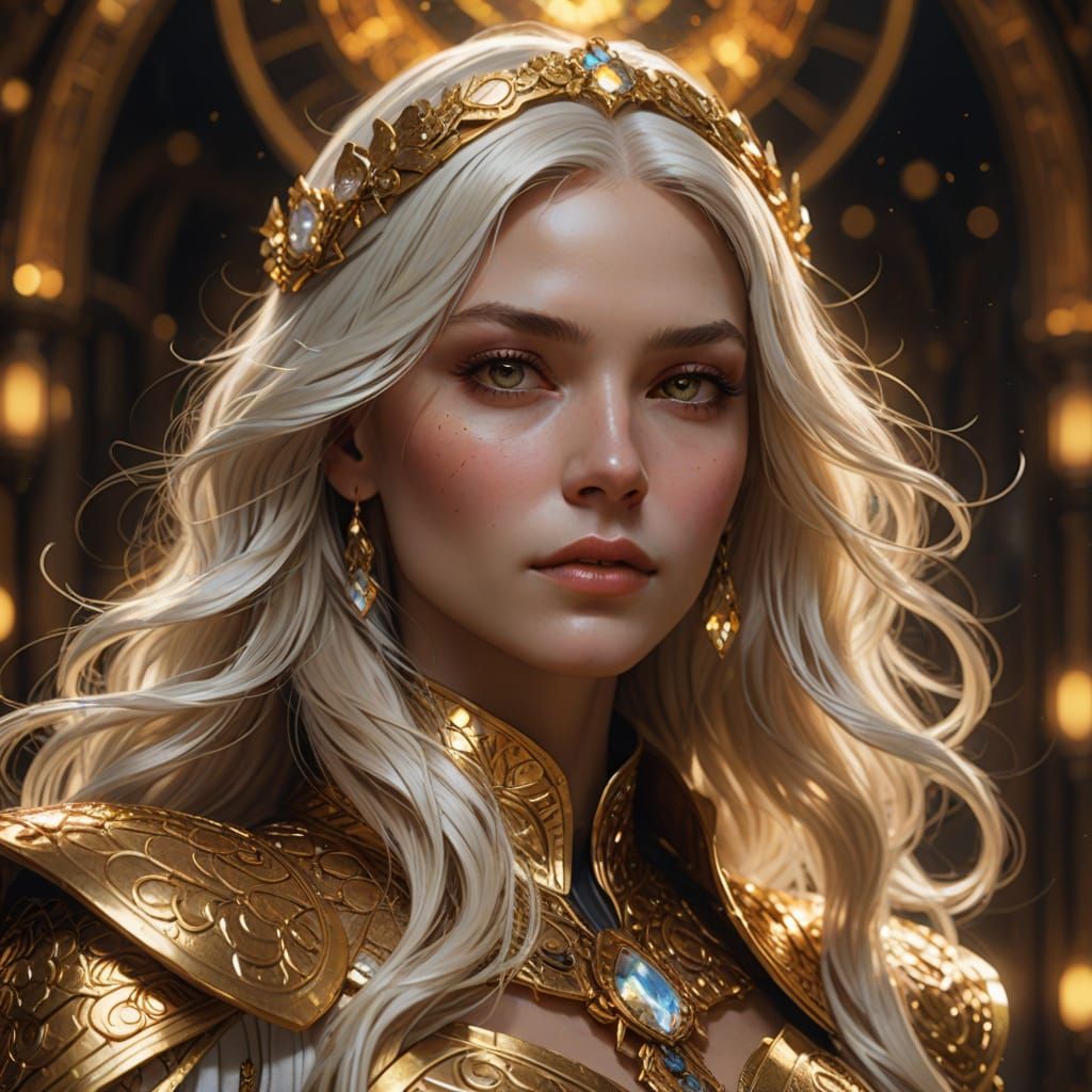 Golden Lady Portrait in Digital Concept Art Style