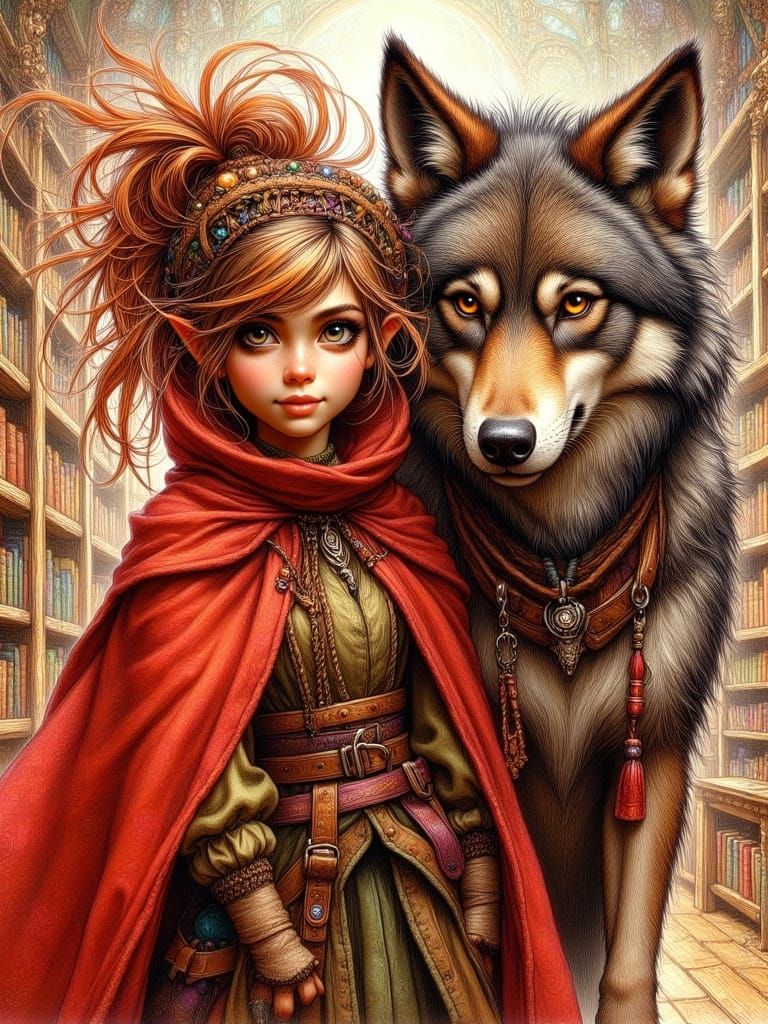 Evil Little Red Riding Hood in Gouache Impressionist Masterp...