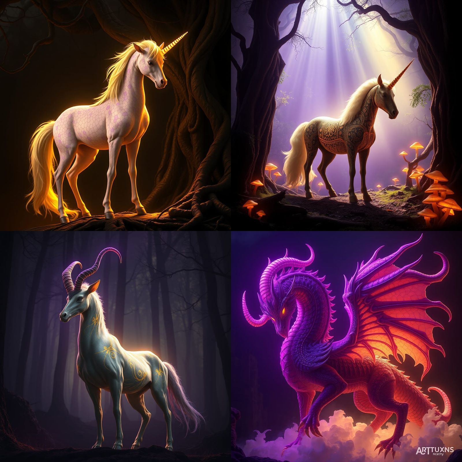 Unicorn in Dark Fantasy Style, 8K Resolution