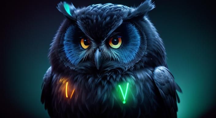 Glowing Neon Owl Hybrid in Sinister Liquid