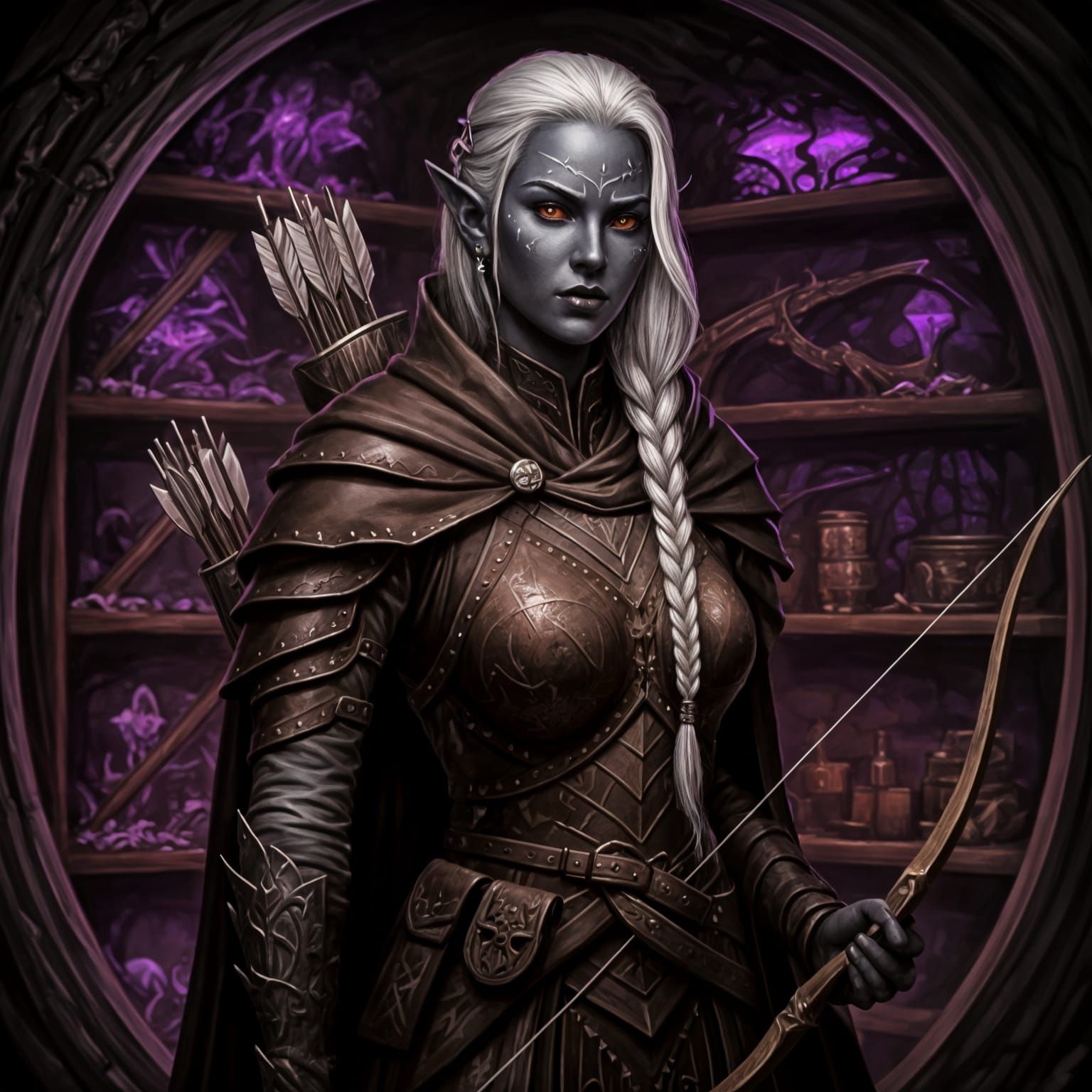Drow Merchant in Underdark: Dark Fantasy Portrait