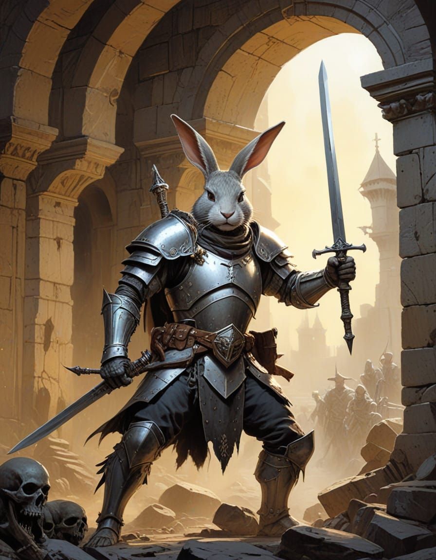 Silver Knight Battles Undead in Mystic Dungeon