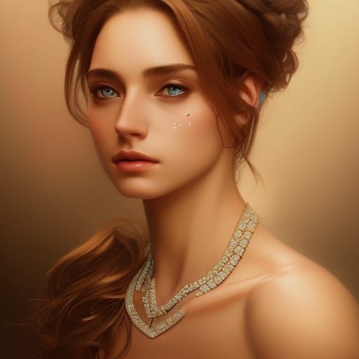 Diamond Jewelry Portrait in Hyperdetailed Splash Art