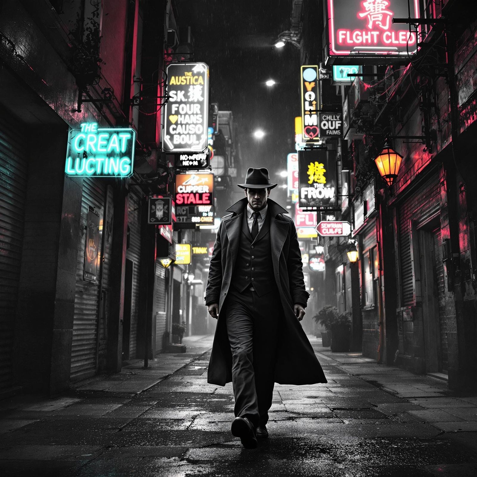 Mysterious Figure Emerges from a Retro Alleyway