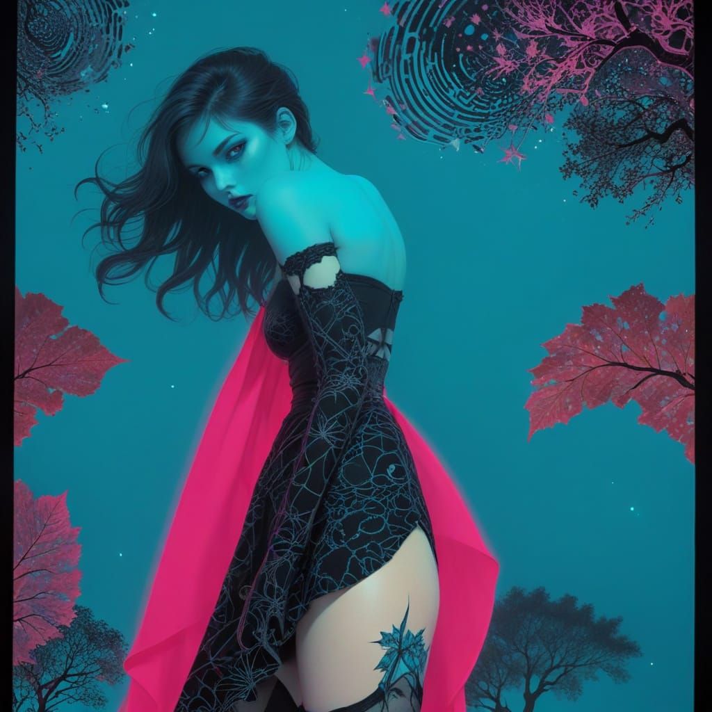 Ethereal Young Woman in Autumn Landscape