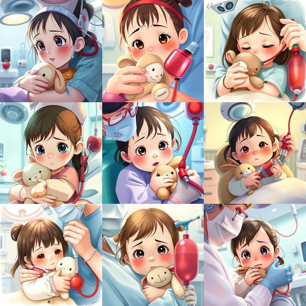 Toddler Anesthesia in Anime Style Pediatric Clinic