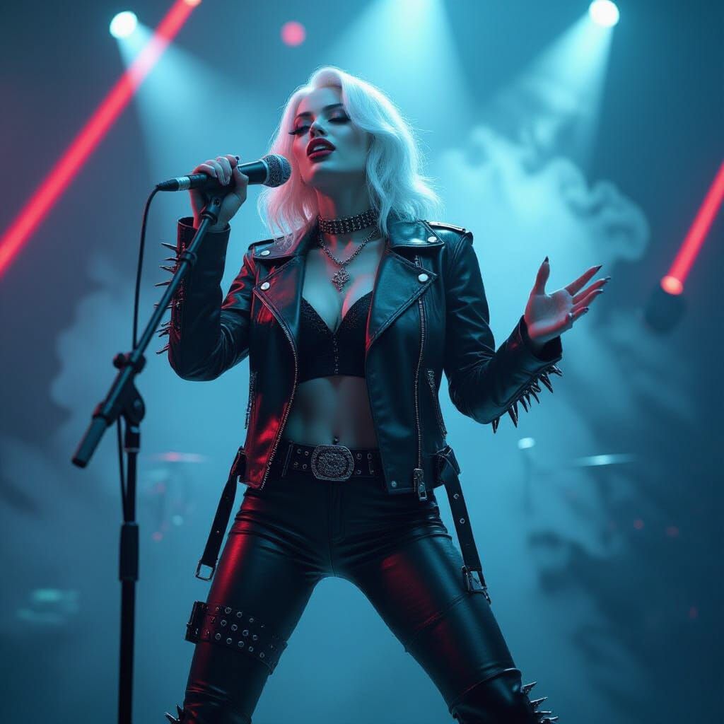 Albino Vampire Femme Fatale Sings on Stage