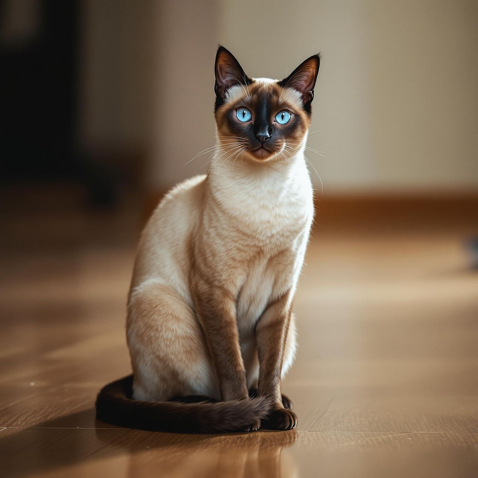 Photorealistic picture of a perfect Siamese cat. Ben Bocquelet