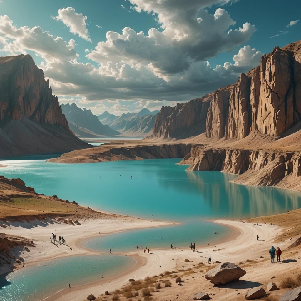 Turquoise Reservoir Surrounded by Rocky Cliffs: Fantasy Land...