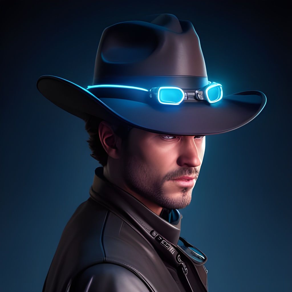Cyberpunk Cowboy with Neon Lighting