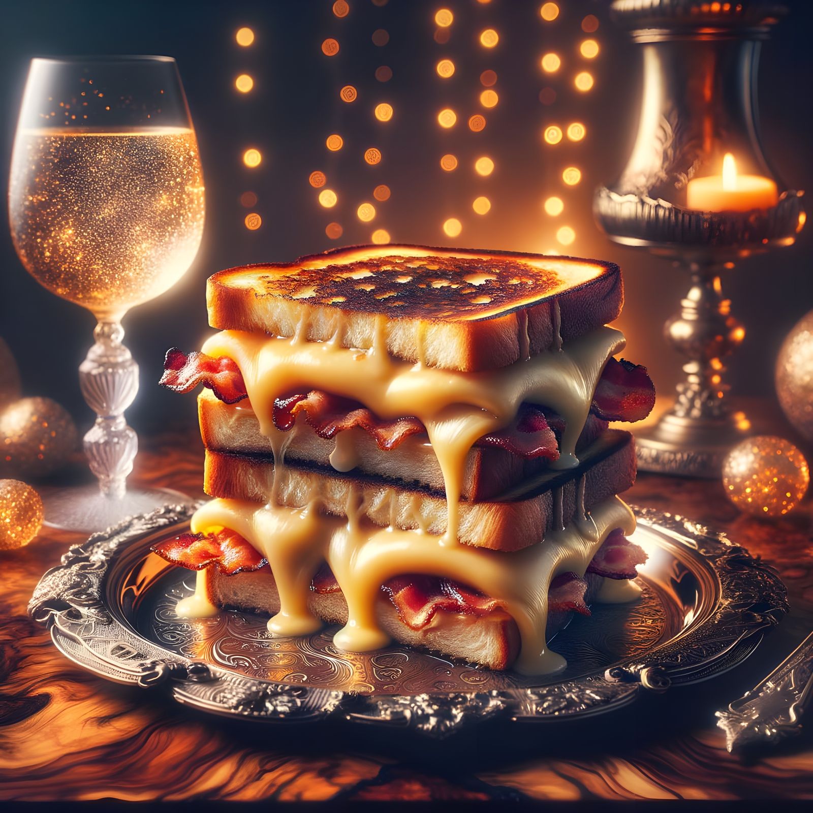 Indulgent Grilled Cheese and Bacon Sandwich