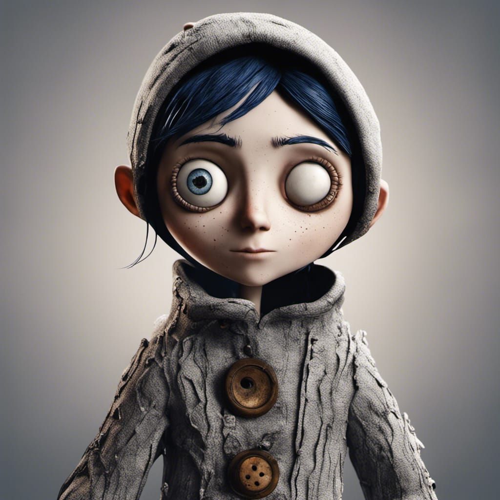 Hyperrealistic Coraline with Button Eyes