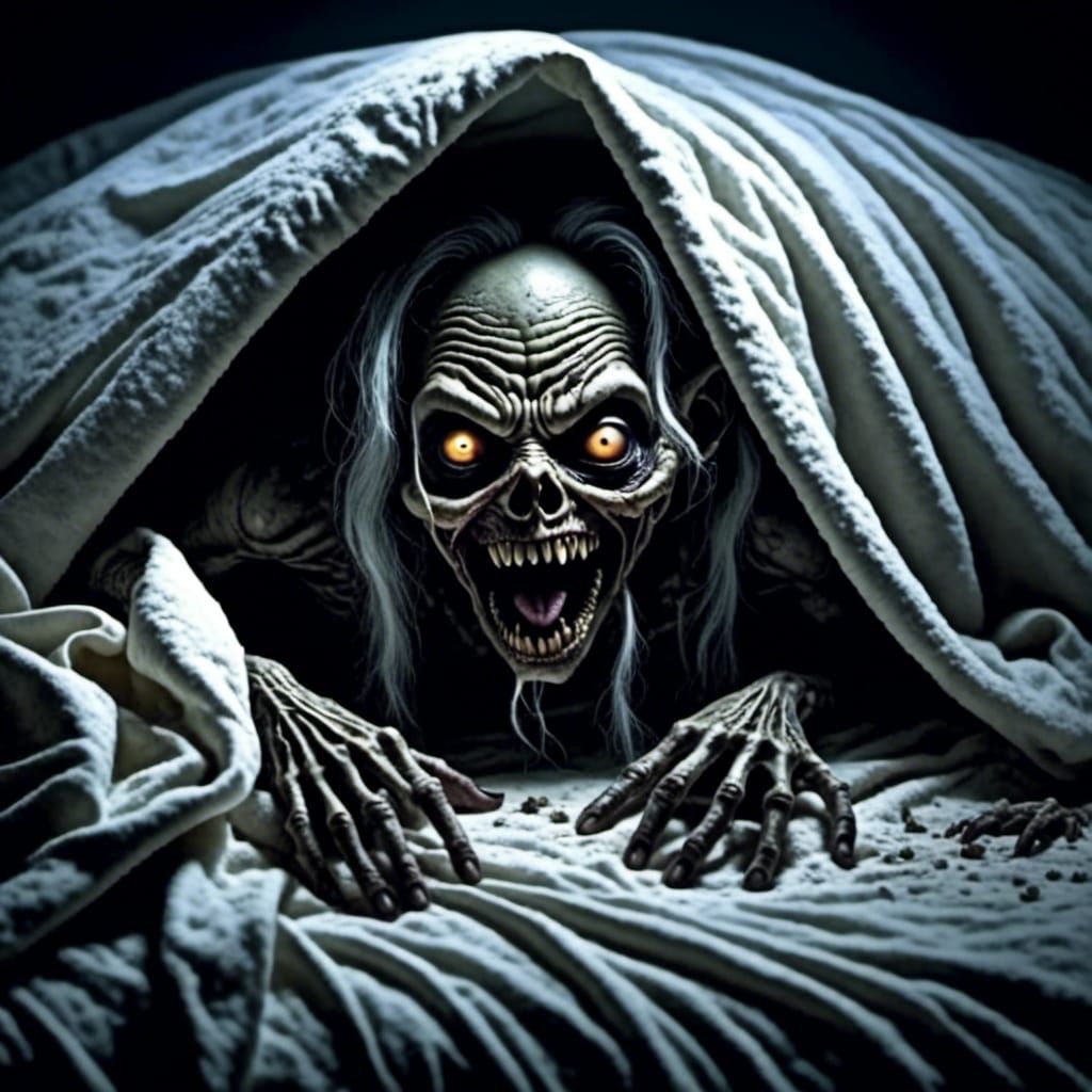 Frightening Ghoul Creature Hiding Under Bed