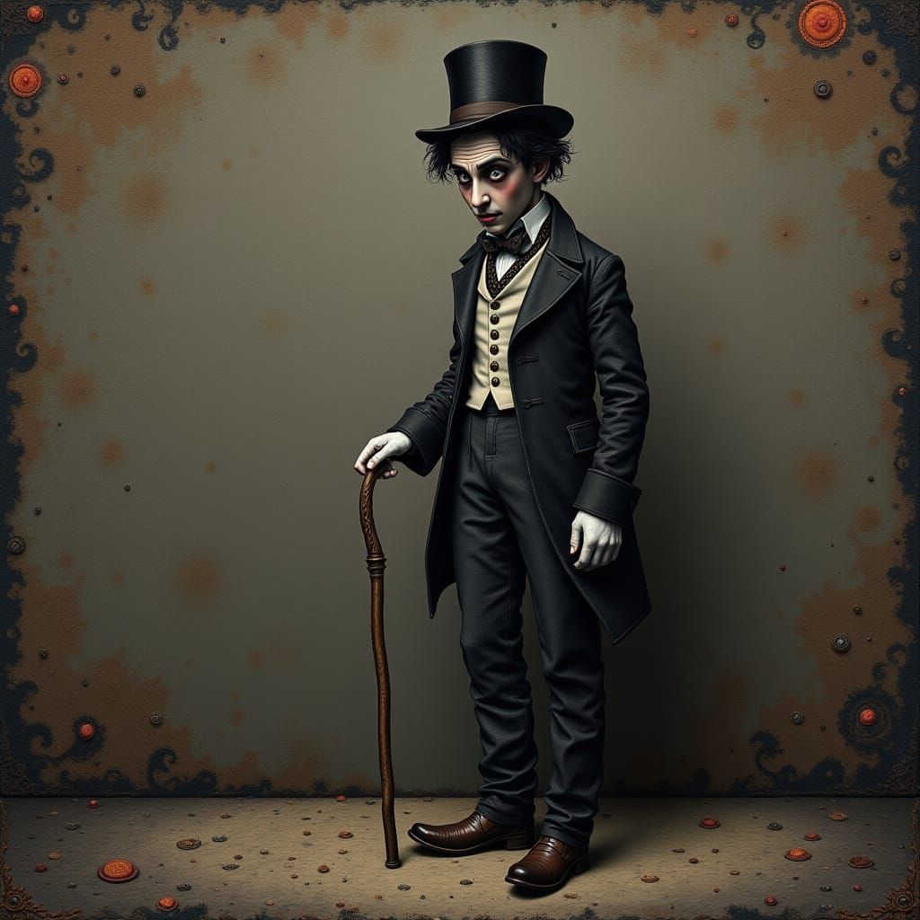 Charlie Chaplin in a Classic Comedy Pose