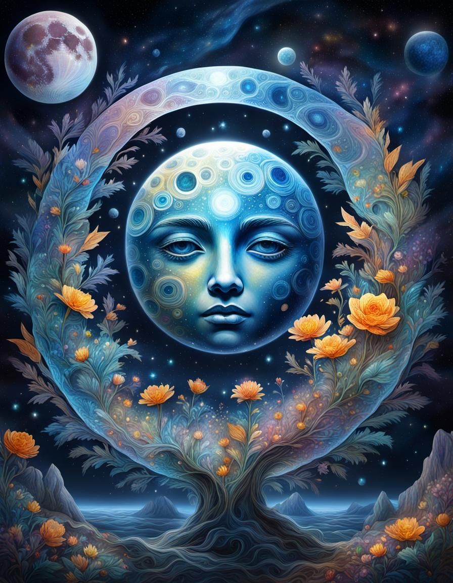 Transparent Moon Reveals Mysteries: Holographic Astral Illus...