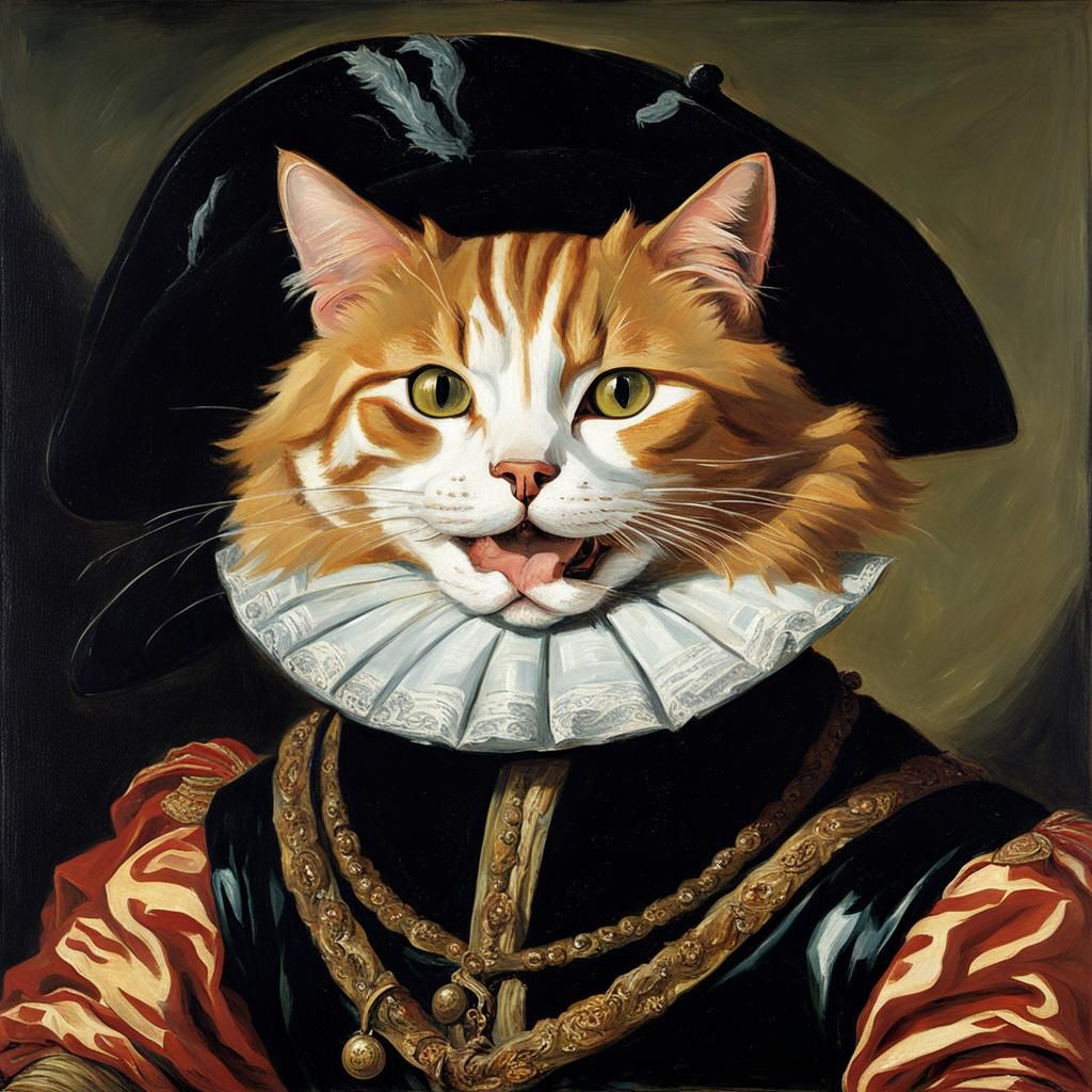 Ginger Cat as Laughing Cavalier: Baroque Portrait