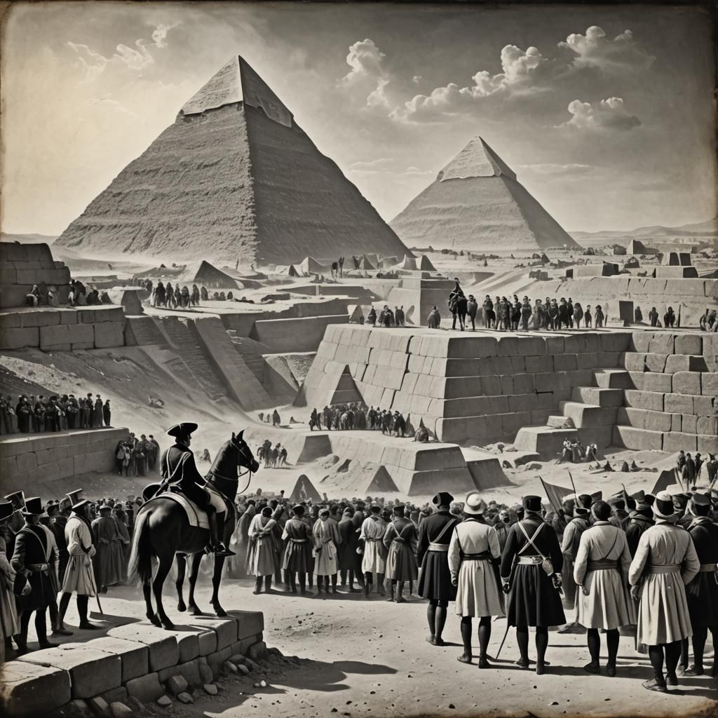 Napoleon Visits Giza Pyramid: Vintage Photography