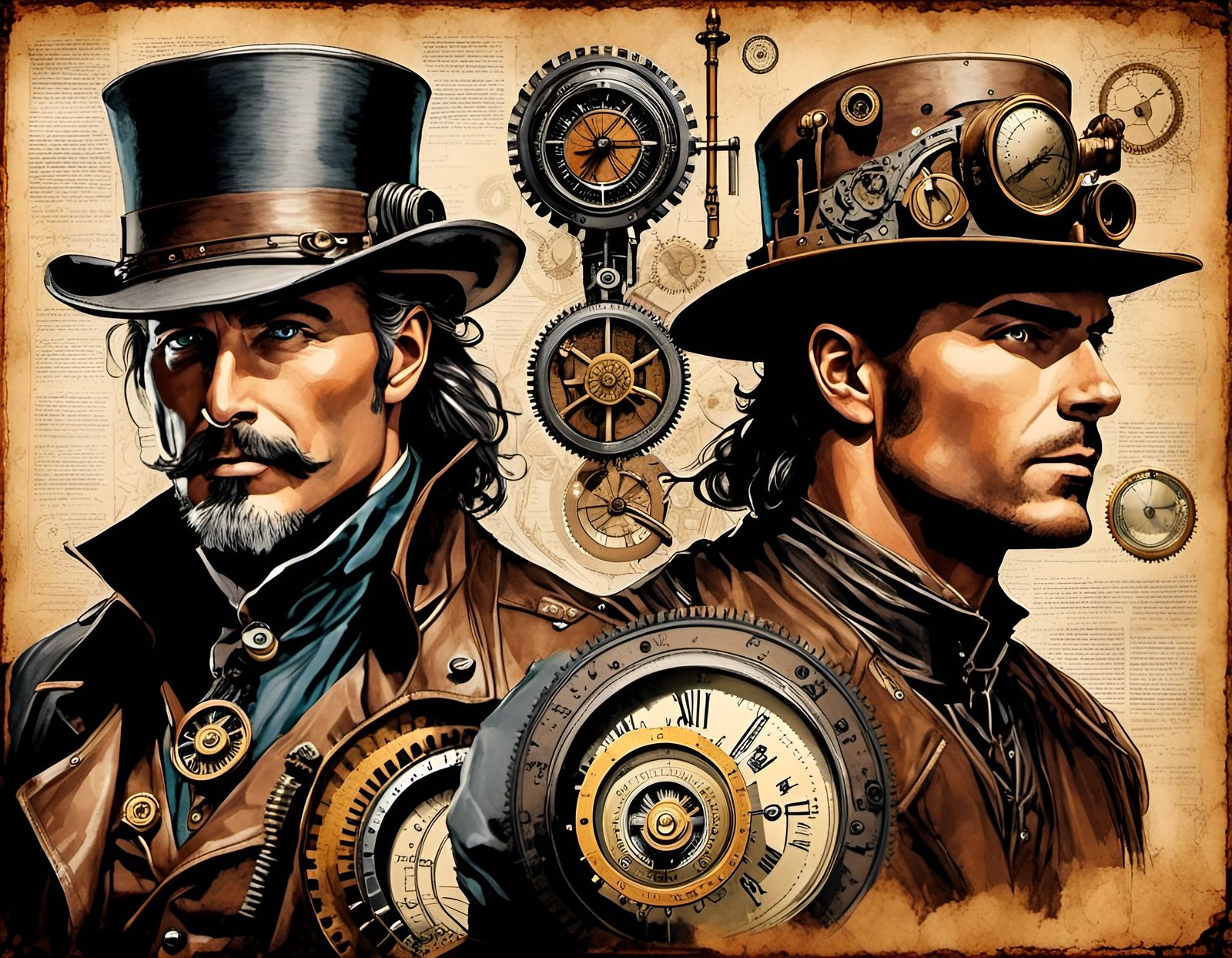 Steampunk Cowboy Anatomy in Da Vinci Style