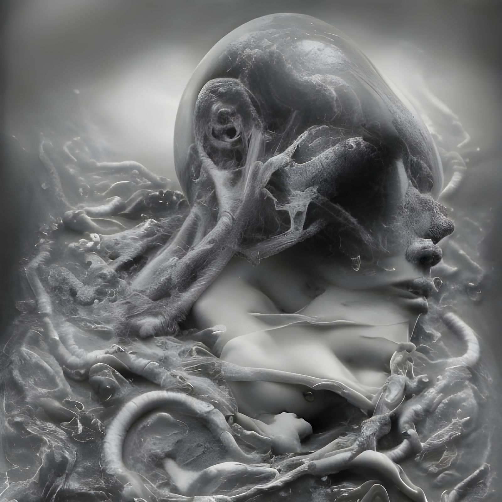 Cyborg Squid in a Trashed Landscape