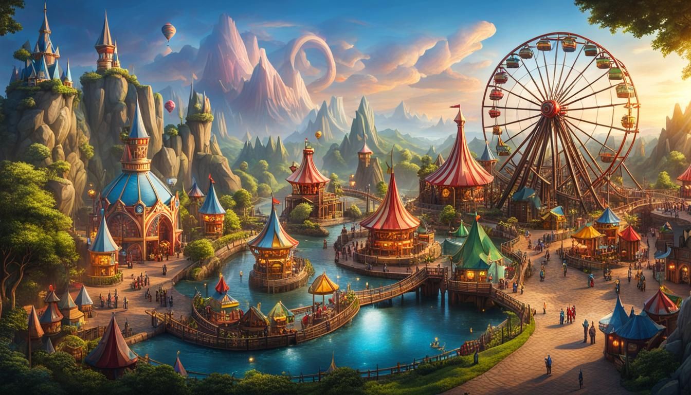 Fantasy Theme Park with Dragons and Knight Battles