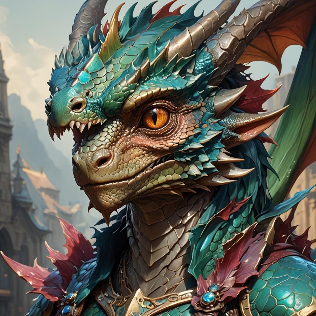 Hyperdetailed Baby Dragon Portrait in 8k Resolution
