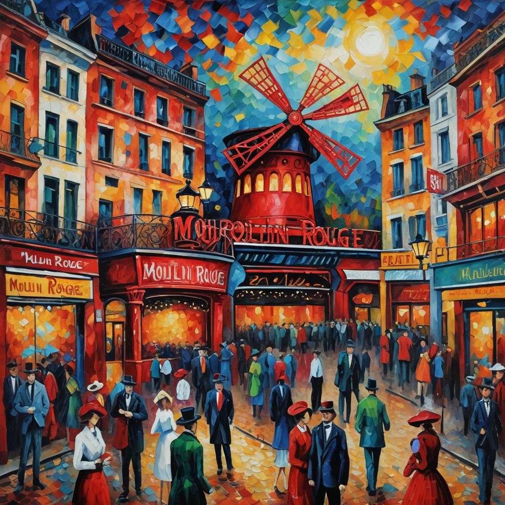 Moulin Rouge Surrealism: Expressionist Oil Painting