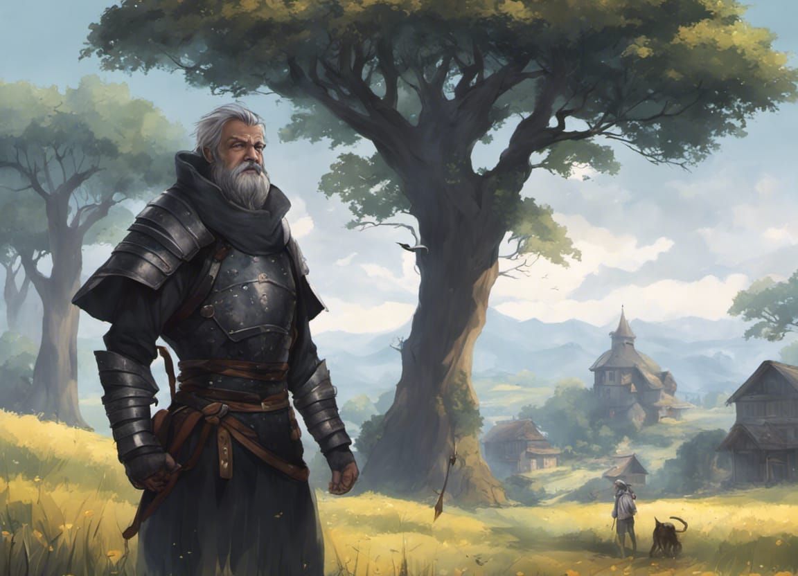 Dusty Knight with Windswept Braids in Anime Style