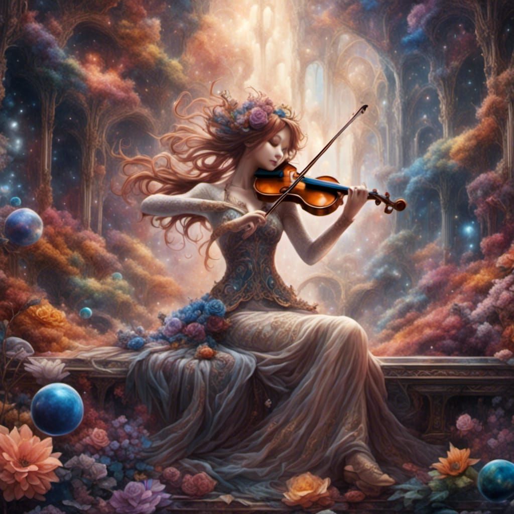 Anime Violin with Interstellar Aesthetic