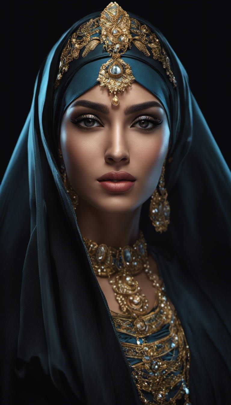 Iraqi Bride in Traditional Dress: Detailed Art
